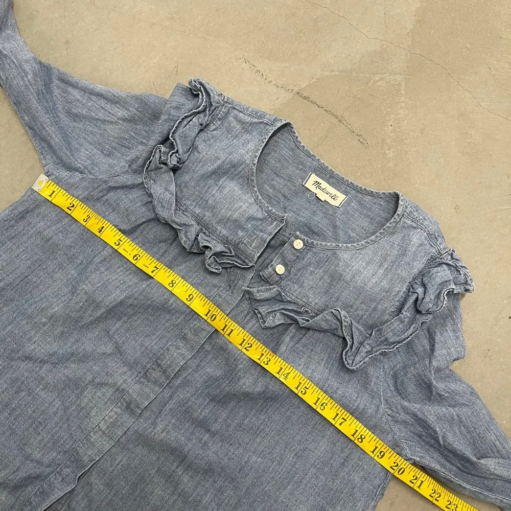 Madewell Chambray Ruffle-Yoke Top Medium